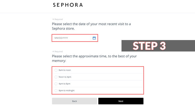 sephora survey guide screenshot