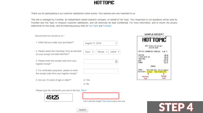 hot topic survey guide screenshot